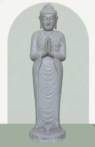 Product image of the product “Standing Buddha made of Riverstone, position Namaskara , H. 122cm. ”